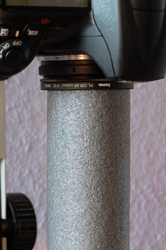 T2-Ring mit Zirkularpolarisationsfilter und Schaumstoffschlauch.