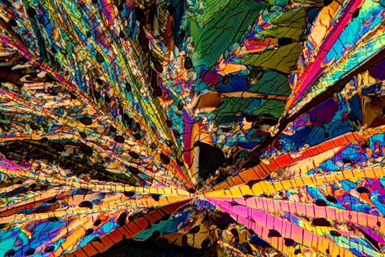 Äpfelsäure- Racemat Mikrokristalle aus der Schmelze.